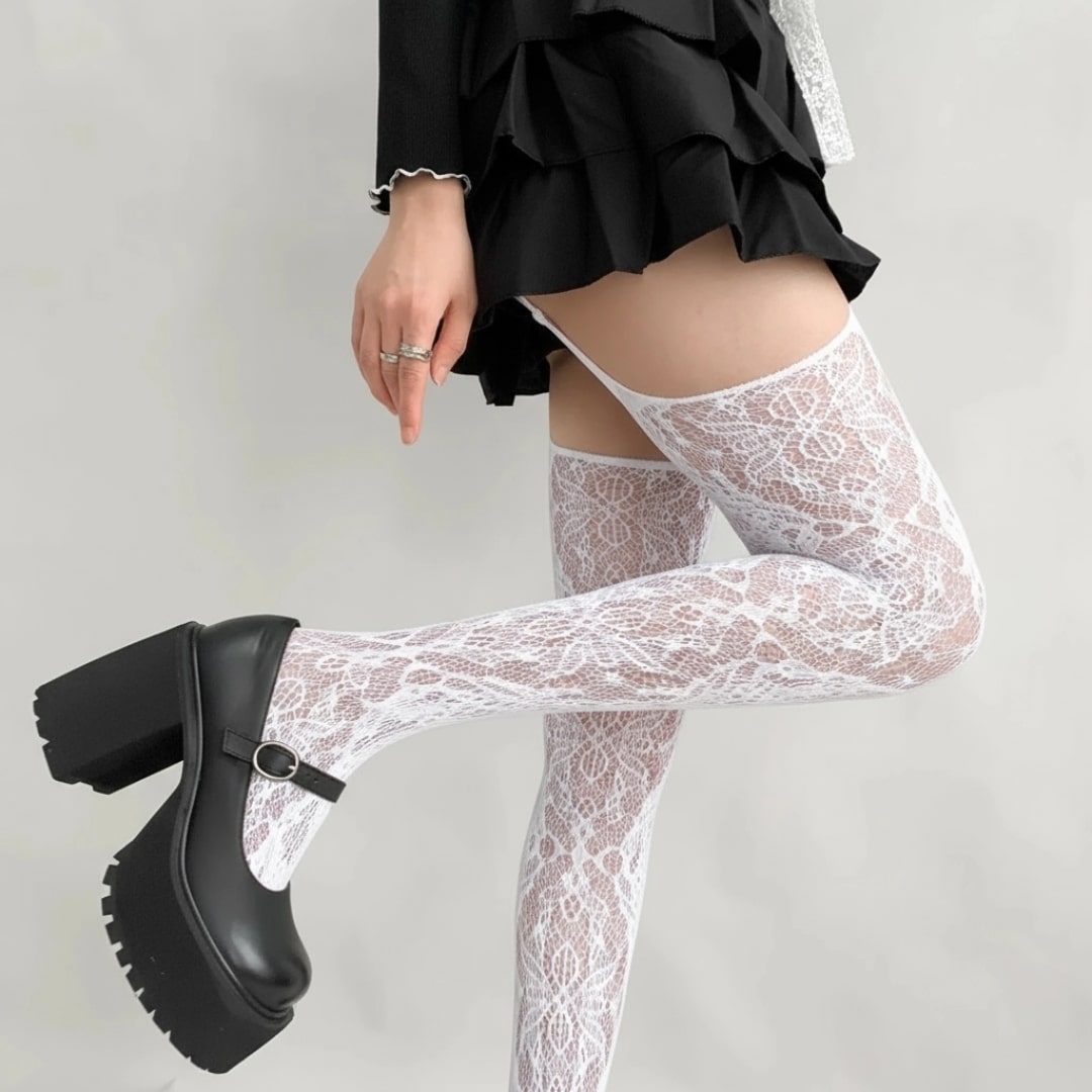 Crimson Veil Tights